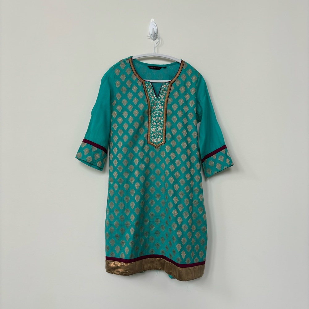 Teal Brocade Kurti